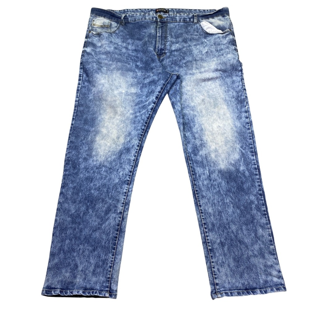 Southpole Mens Acid Wash Stretch Denim Jeans Blue Straight Leg Size 50 Y2K Retro